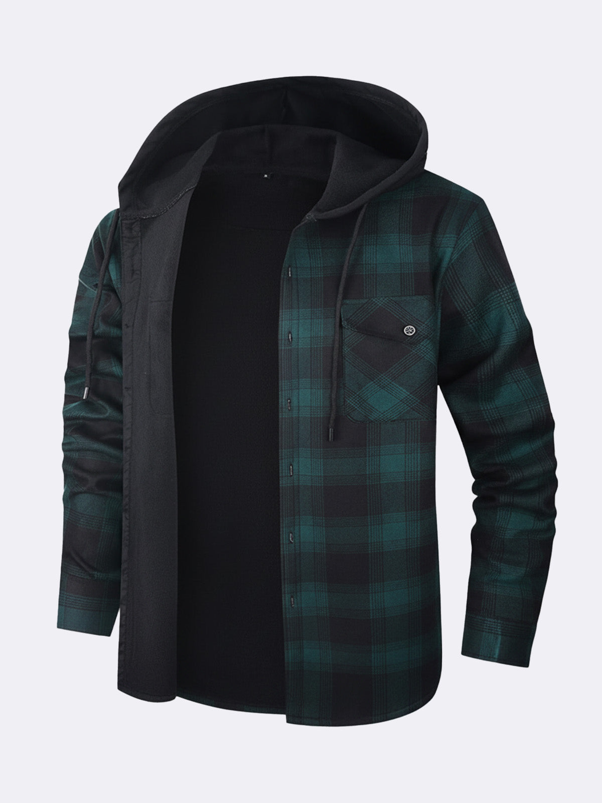 Men's Hooded Fleece Lined Flannel Shirt Jacket ElevenOasis