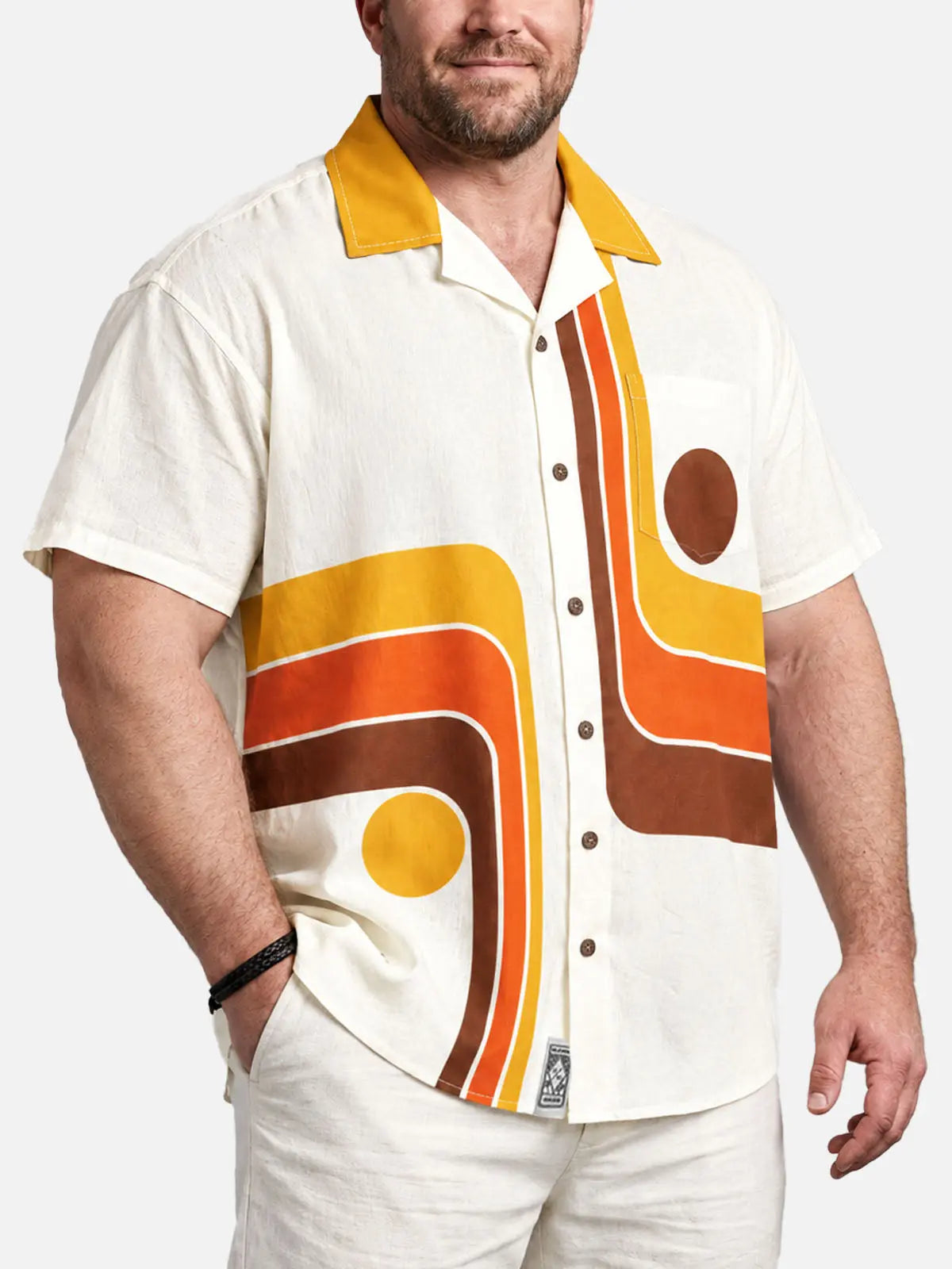 Tall Men's Groovy Geometric Short Sleeve Shirt 