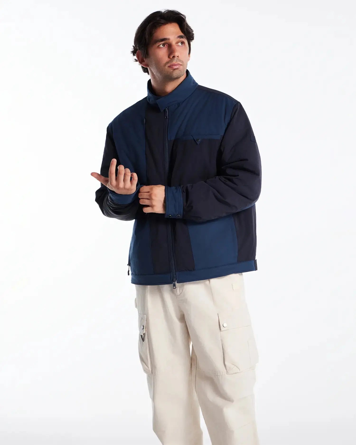 KOLAB Men's Mix Fabric Padded Crew Jacket KOLAB