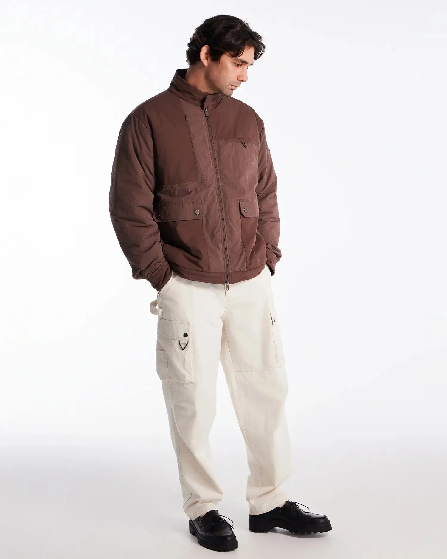 KOLAB Men's Mix Fabric Padded Crew Jacket KOLAB