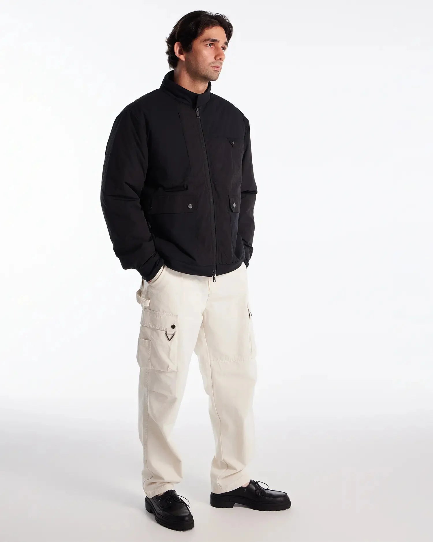 KOLAB Men's Mix Fabric Padded Crew Jacket KOLAB