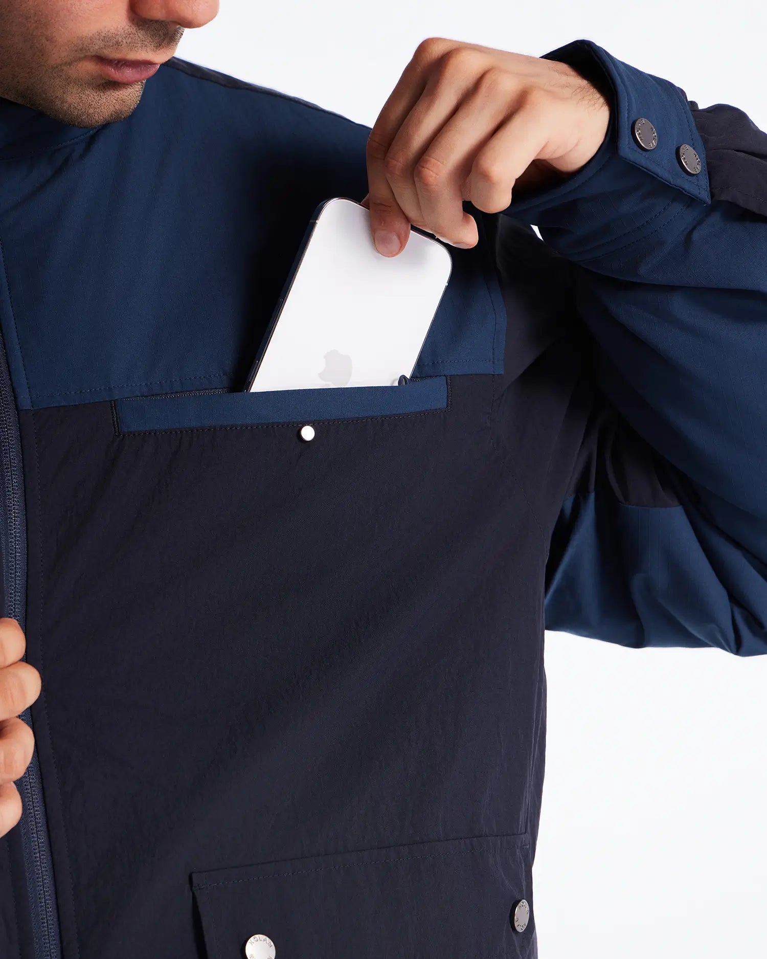 KOLAB Men's Mix Fabric Padded Crew Jacket KOLAB