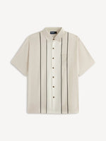 Men's Classic Striped Bowling Style Short Sleeve Shirt ElevenOasis