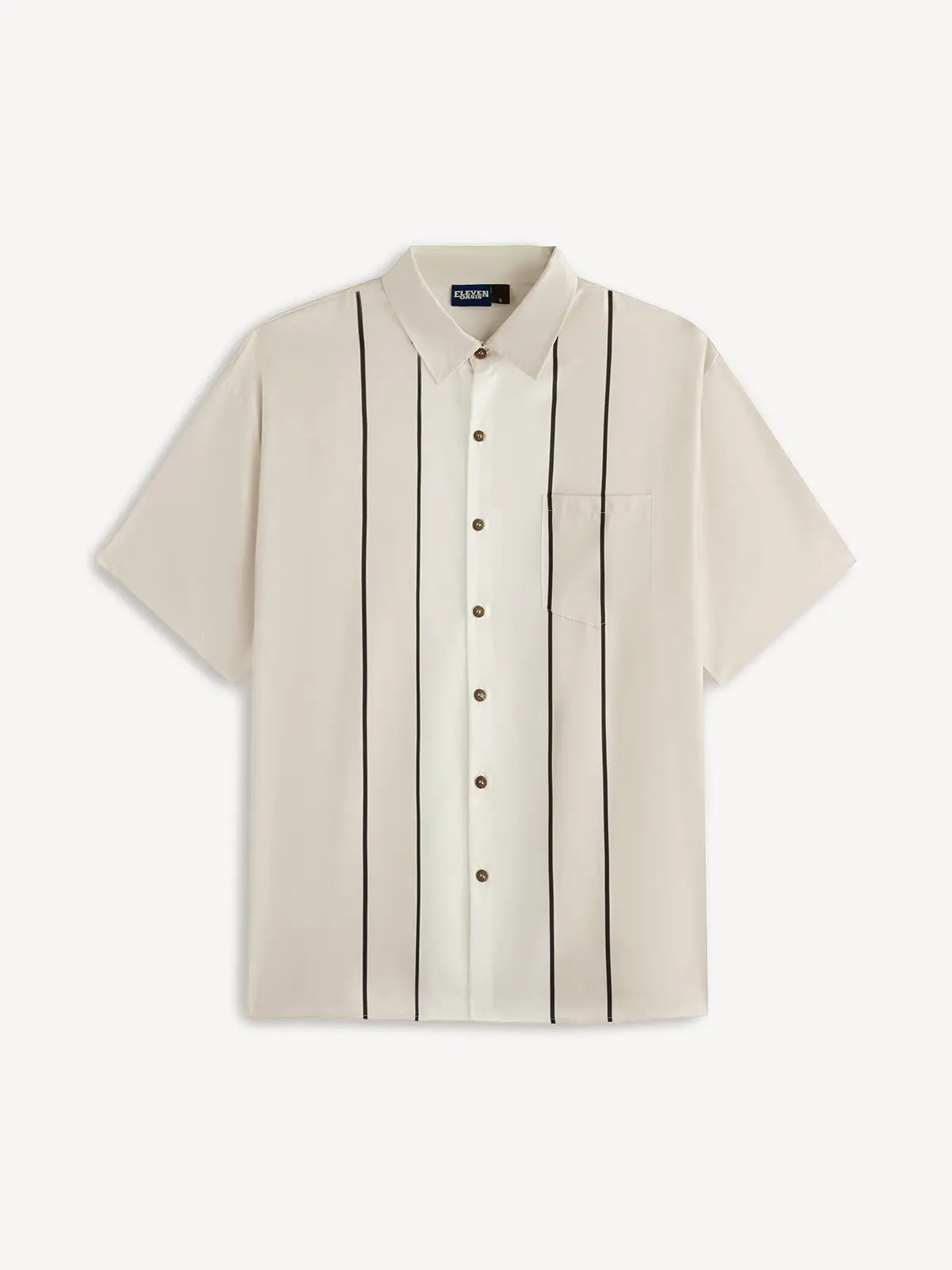 Men's Classic Striped Bowling Style Short Sleeve Shirt ElevenOasis