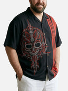 Tall Men's Pinstripe Skull Lowrider Short Sleeve Shirt Eleven Oasis