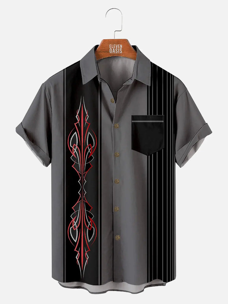 Automotive Stripe Short Sleeve Pocket ShirtMens short sleeve shirts Big and tall Mens shirts Short sleeve shirts for men Mens 4xl shirts Casual short sleeve shirts