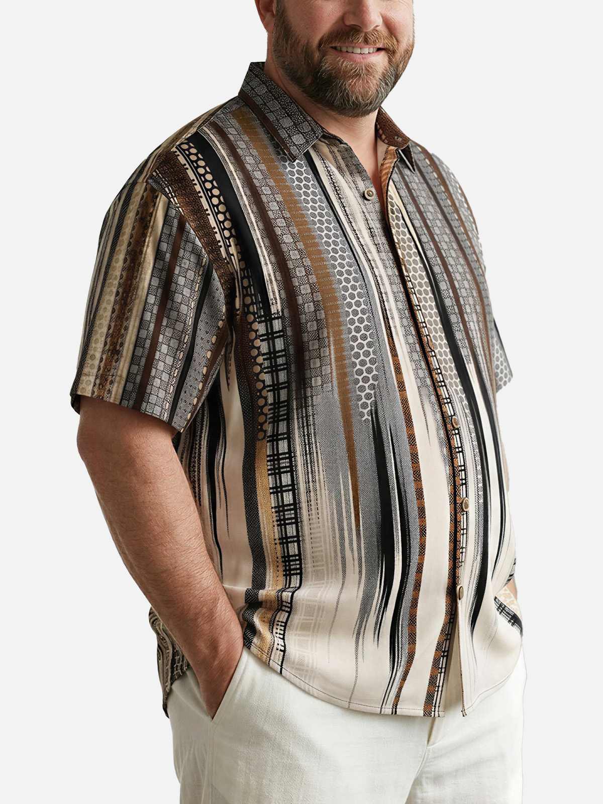 Tall Men's Abstract Geometric Fade Short Sleeve Shirt ElevenOasis