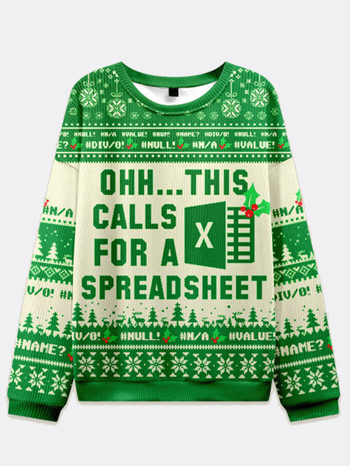 Ugly Christmas Sweater Spreadsheet Excel Spreadsheet Sweatshirt Eleven Oasis