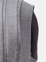 Men's Cable Knit V-Neck Sweater Vest Eleven Oasis