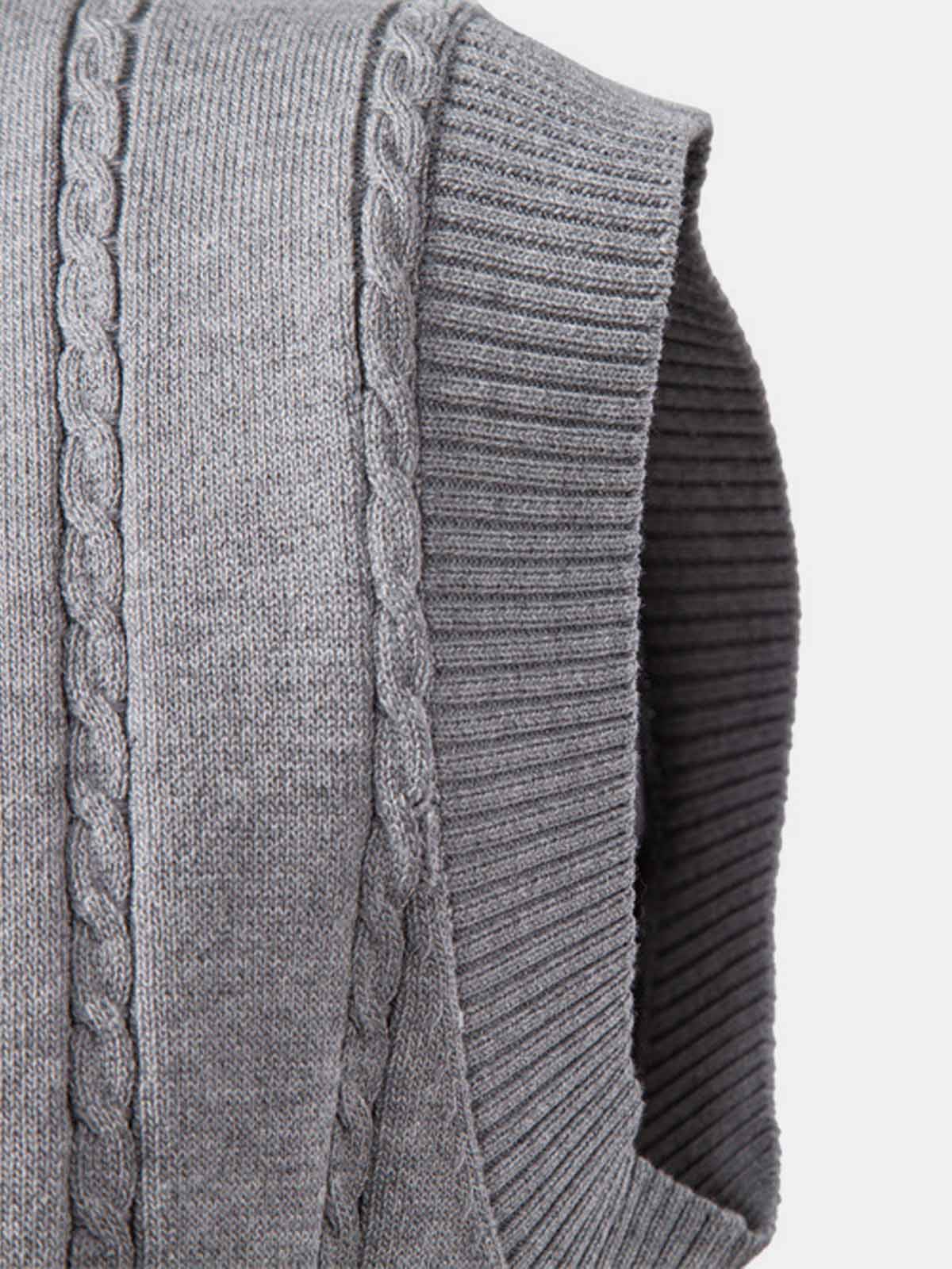 Men's Cable Knit V-Neck Sweater Vest Eleven Oasis