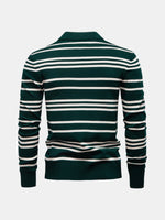 Men's Striped Knit Long Sleeve Polo Eleven Oasis