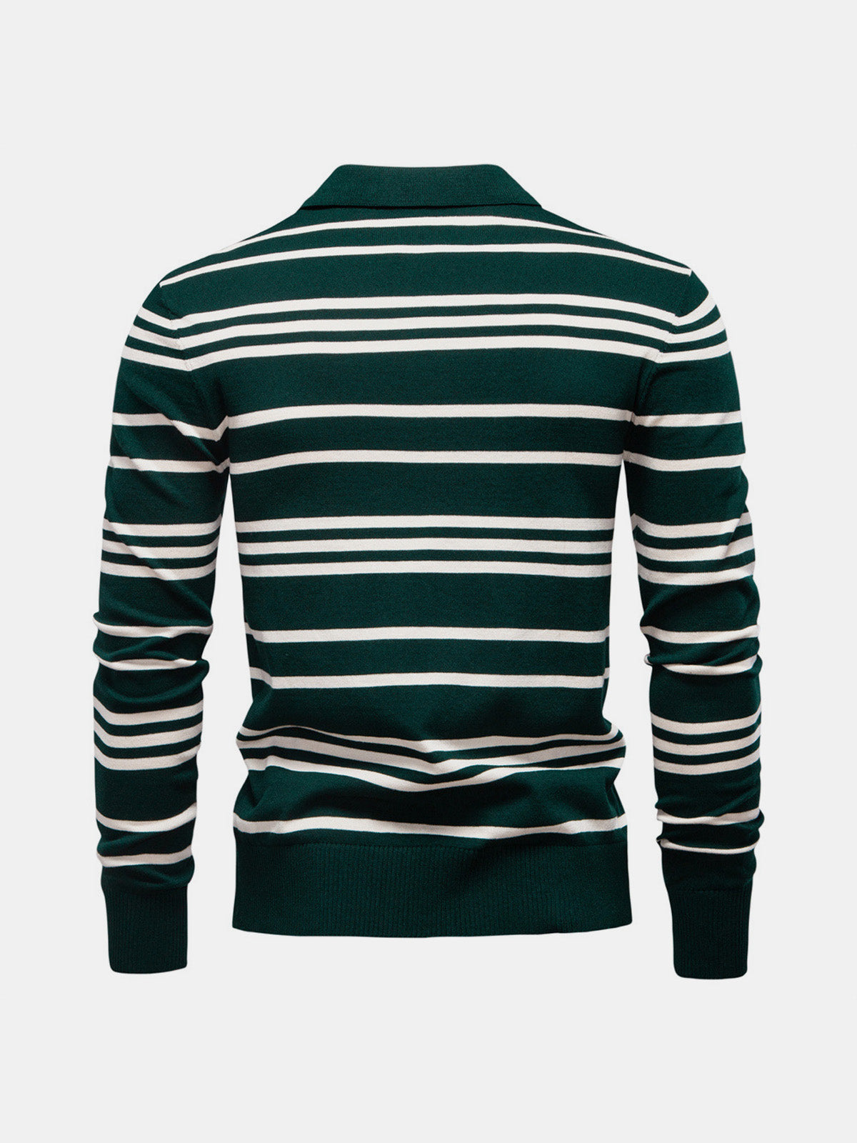Men's Striped Knit Long Sleeve Polo Eleven Oasis