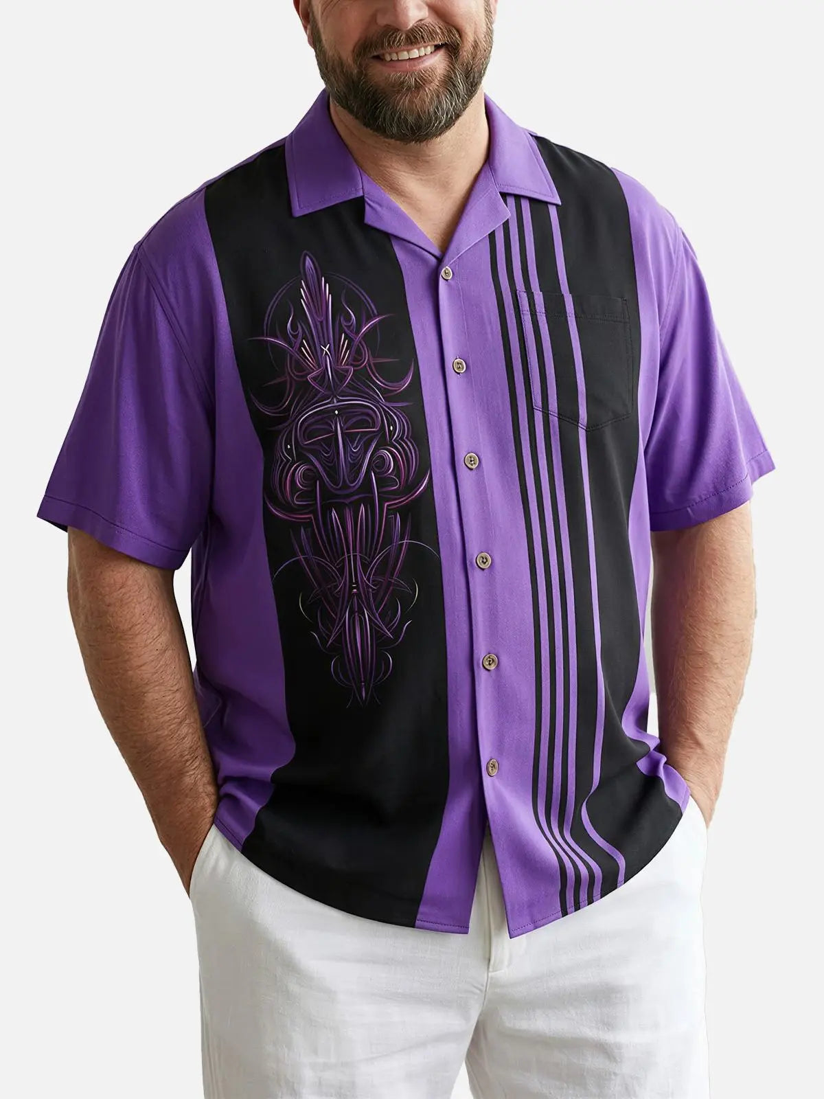Tall Men's Lowrider Pinstripe Short Sleeve Shirt Eleven Oasis