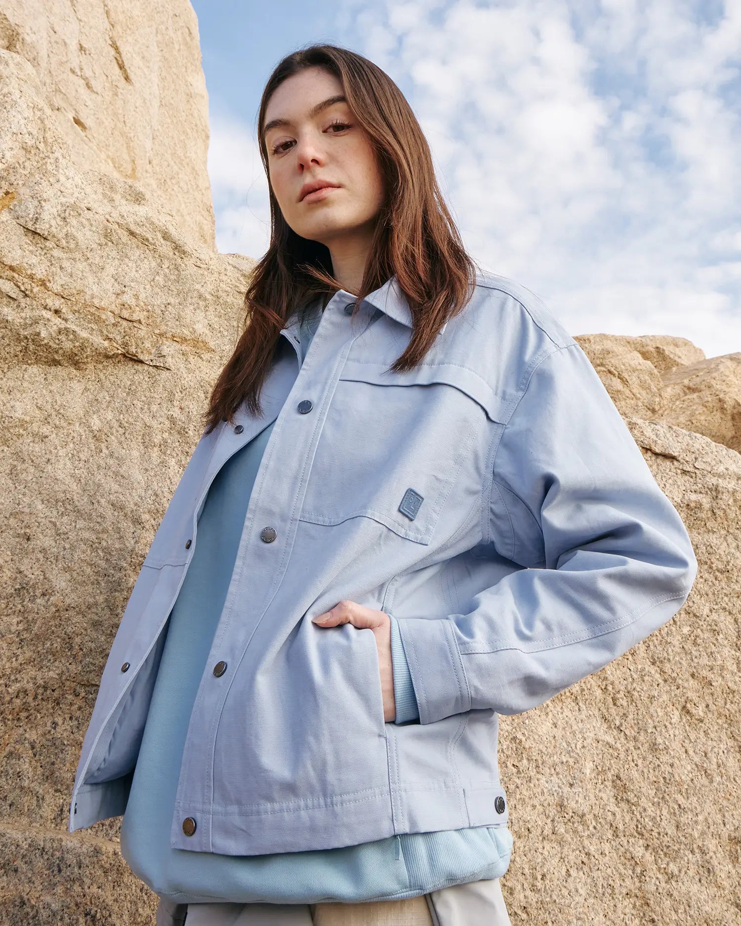 Women's Cropped Track Jacket in Light Blue 08 