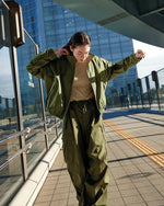 Women's Cropped Track Jacket in Military Green 05 