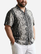 Tall Men's Snakeskin Print Camp Collar Short Sleeve Shirt Eleven Oasis
