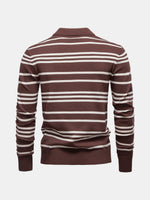 Men's Striped Knit Long Sleeve Polo Eleven Oasis
