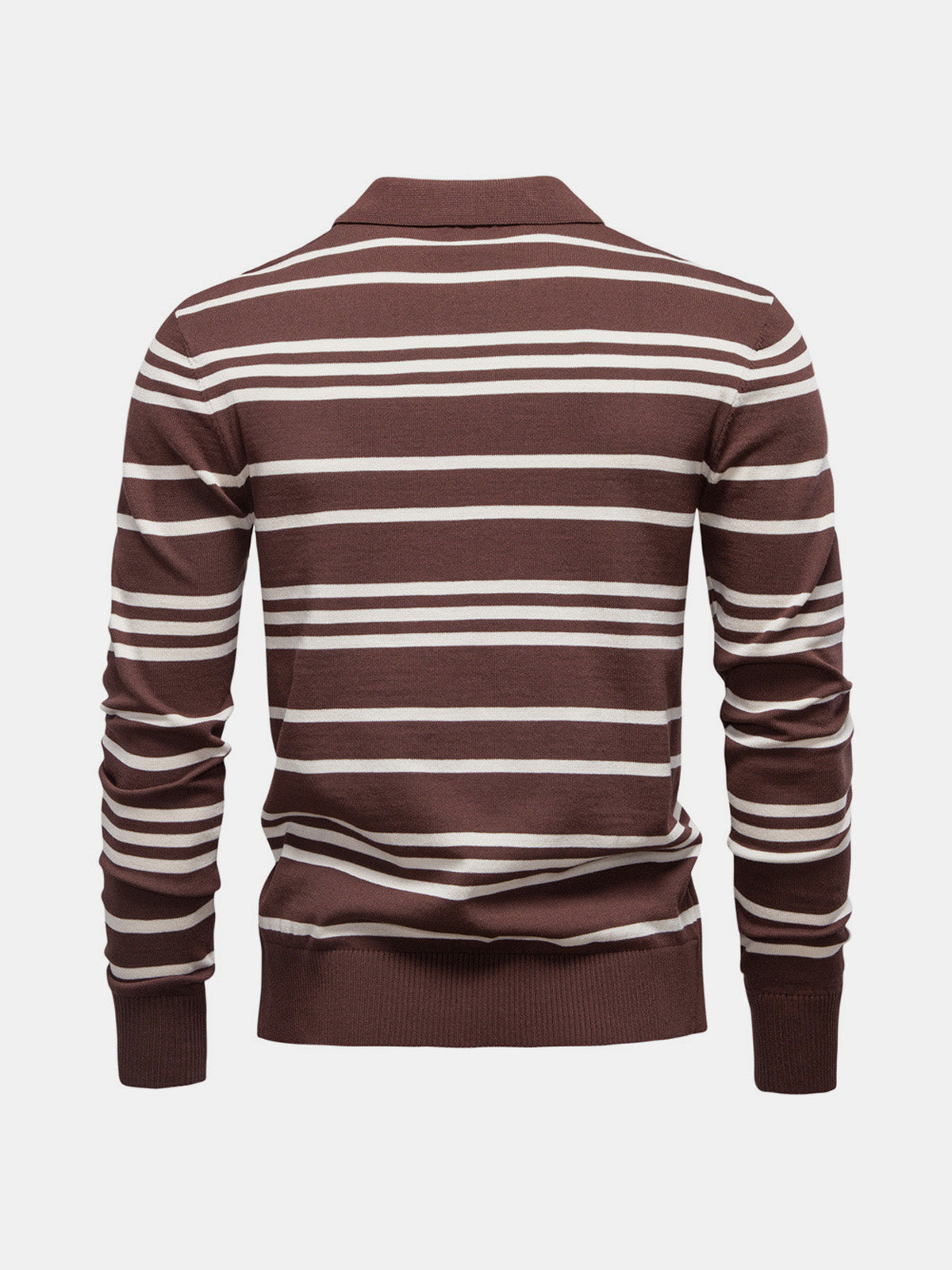 Men's Striped Knit Long Sleeve Polo Eleven Oasis