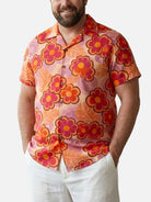 Tall Men's Retro Groovy Floral Short Sleeve Shirt Eleven Oasis