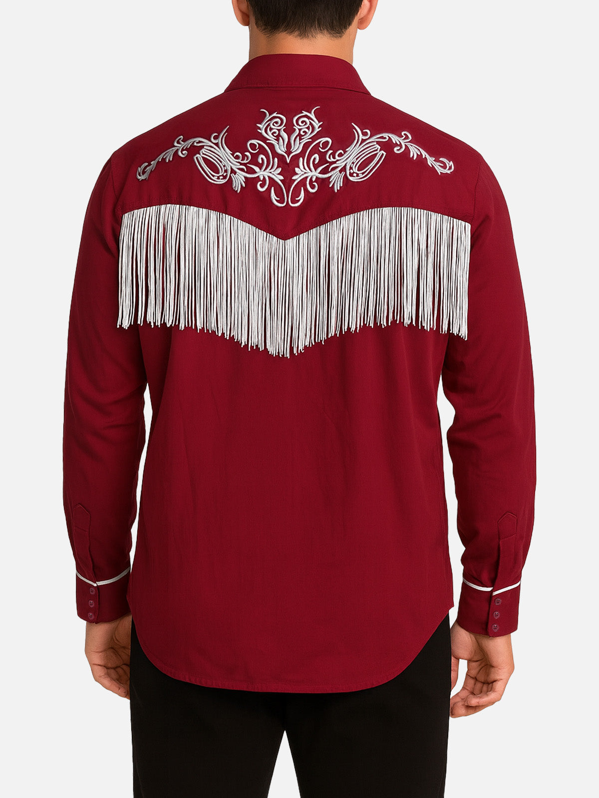 Men's Western Fringe Embroidered Long Sleeve Shirt Eleven Oasis