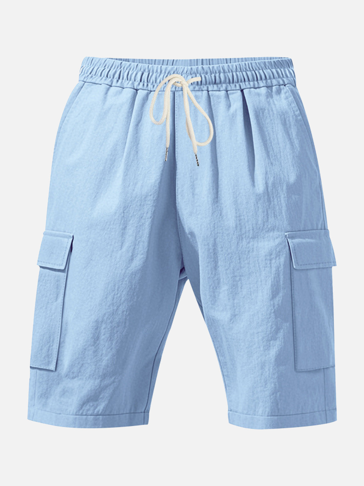 Men’s Solid Color Linen Shorts Waist Drawstring Cargo Shorts Eleven Oasis