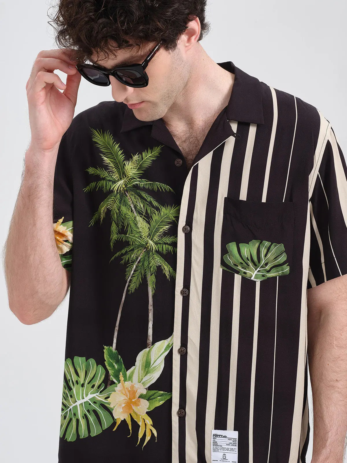 POPPY ATLR Men's Equatorial Harmony Aloha ShirtMens short sleeve shirts Big and tall Mens shirts Short sleeve shirts for men Mens 4xl shirts Casual short sleeve shirts