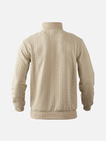 Men's Black Quarter-Zip Textured Pullover Sweatshirt Eleven Oasis
