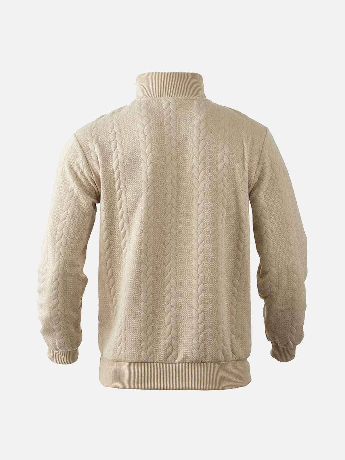 Men's Black Quarter-Zip Textured Pullover Sweatshirt Eleven Oasis