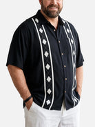 Tall Men's Retro Diamond Stripe Short Sleeve Shirt - Chandler Bing Wardrobe ElevenOasis