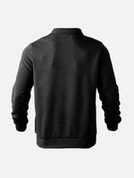 Men's Black Textured Half-Zip Pullover Sweatshirt Eleven Oasis