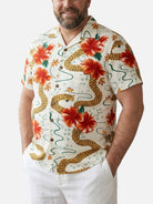 Tall Men's Retro Abstract Leopard Floral Short Sleeve Shirt Eleven Oasis