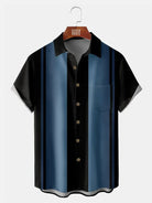 Mens Ombre Print Front Buttons Soft Breathable Chest Pocket Casual Bowling ShirtsMens short sleeve shirts Big and tall Mens shirts Short sleeve shirts for men Mens 4xl shirts Casual short sleeve shirts