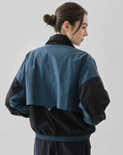 Women's Cropped Track Jacket in Blue & Black 07 #blue-black