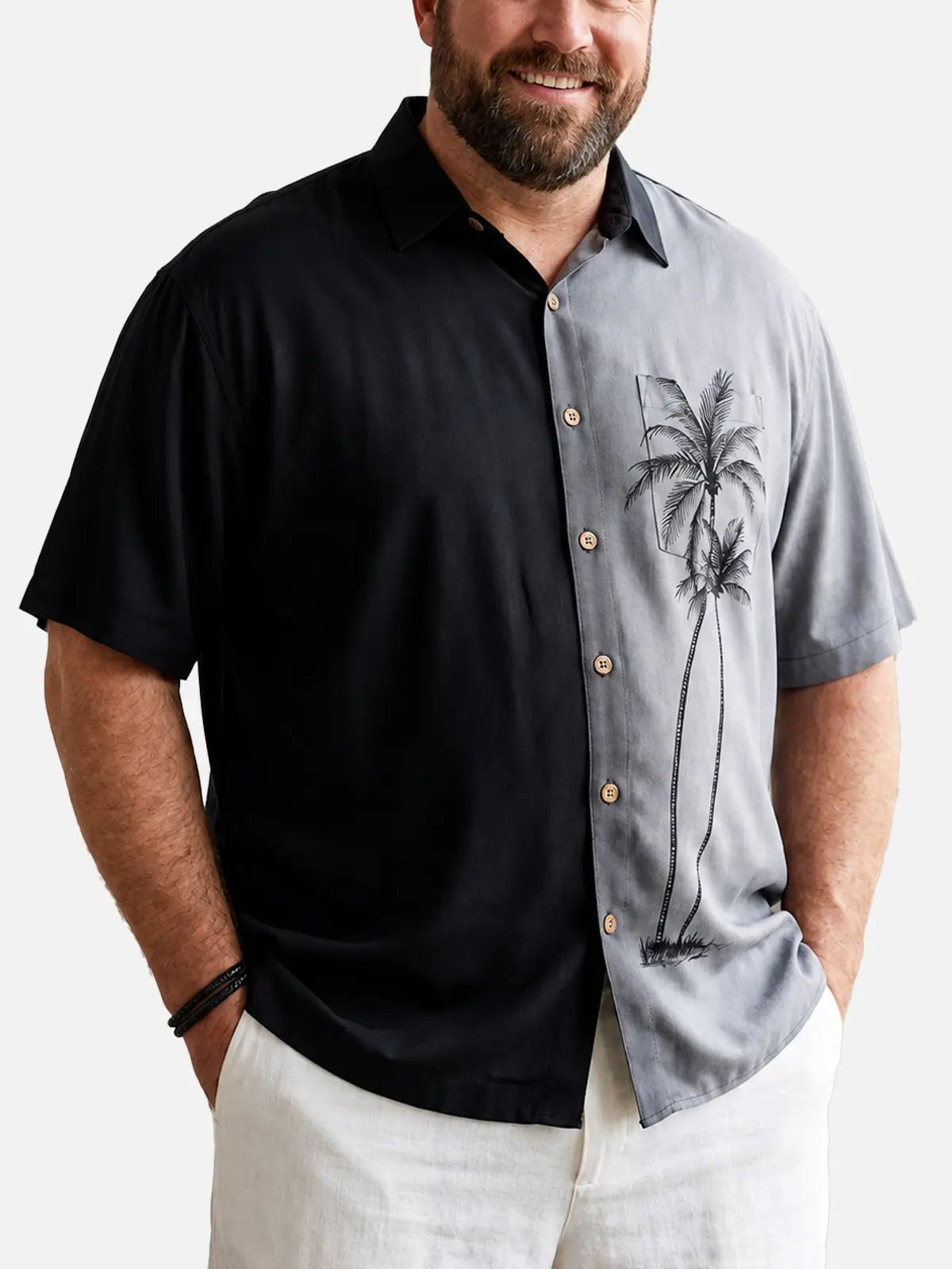 Tall Men's Gradient Palm Tree Hawaiian Short Sleeve Shirt ElevenOasis
