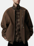 Men's Plaid Collar Zip-Up Bomber Jacket Eleven Oasis