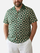 Tall Men's Geometric Contrast Collar Short Sleeve Shirt Eleven Oasis