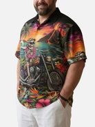 Tall Men's Tropical Skull Biker Short Sleeve Shirt Eleven Oasis