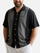 Men's Basic 50s Style Camp Collar Bowling Short Sleeve Shirt ElevenOasis