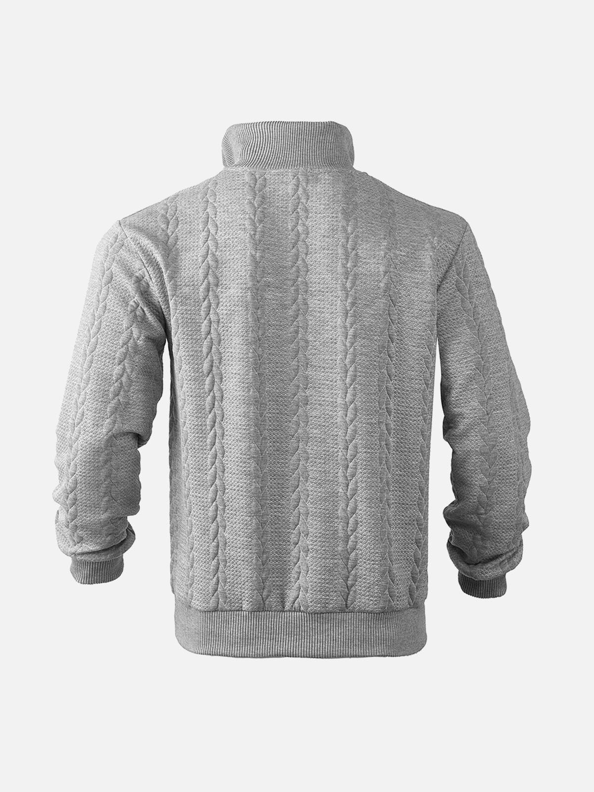 Men's Black Quarter-Zip Textured Pullover Sweatshirt Eleven Oasis