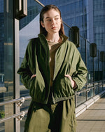 Women's Cropped Track Jacket in Military Green 08 