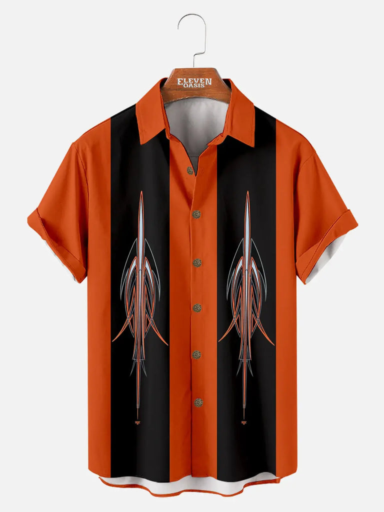 Automotive Elements Contrasting Stripe Short Sleeve Shirt Eleven Oasis