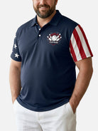 Men's Custom Patriot Bowling Short Sleeve Polo Shirt Eleven Oasis