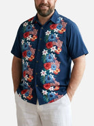 Tall Men's Patriotic Tropical Floral Short Sleeve Shirt Eleven Oasis
