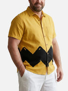 Tall Men's Vintage Cartoon Zigzag Short Sleeve Shirt ElevenOasis