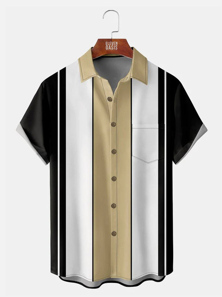 Mens Classic Front Buttons Soft Breathable Chest Pocket Casual Bowling ShirtsMens short sleeve shirts Big and tall Mens shirts Short sleeve shirts for men Mens 4xl shirts Casual short sleeve shirts