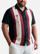 Tall Men's Kingpin Stripe Bowling Short Sleeve Shirt Eleven Oasis
