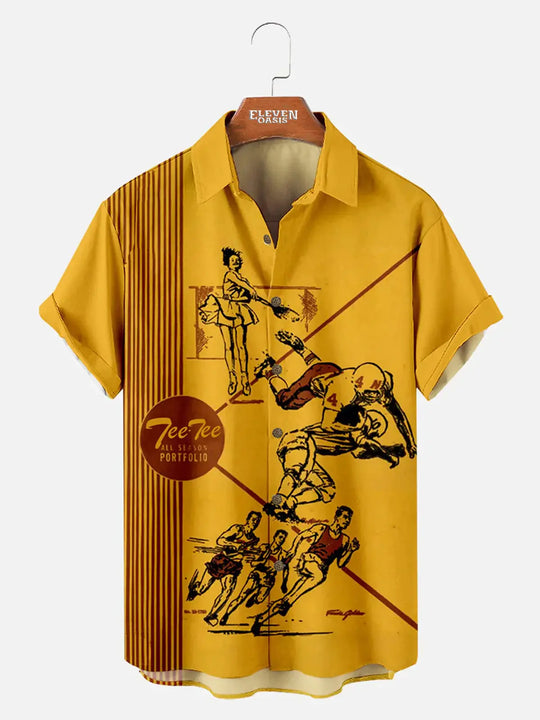 Pop Culture 70's-80s Men's Nostalgia Shirt with Chest Pocket ElevenOasis