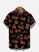 Men's Skeleton Skulls Celebrating Halloween with Pumpkins Short Sleeve ShirtMens short sleeve shirts Big and tall Mens shirts Short sleeve shirts for men Mens 4xl shirts Casual short sleeve shirts