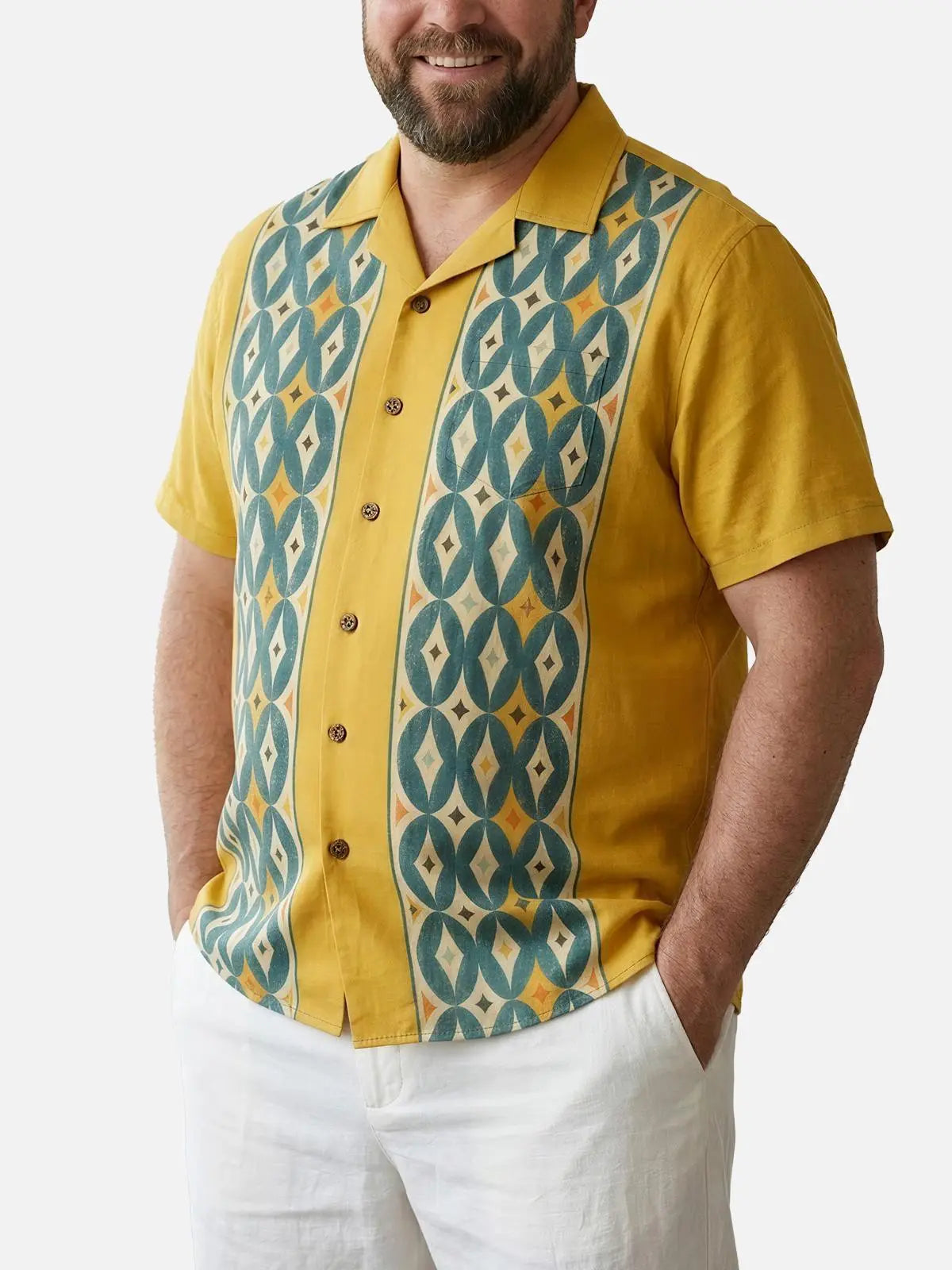 Tall Men's Mid-Century Atomic Diamond Short Sleeve Shirt Eleven Oasis