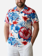 Tall Men's Patriotic Tropical Hawaiian Floral Short Sleeve Shirt Eleven Oasis